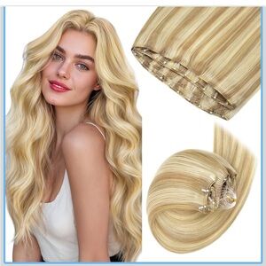 GOOGOO Micro Beaded Weft Hair Extensions Human Hair, 16/22 24 Inch 120g